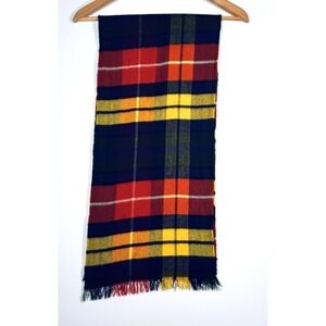 Smiths Scarf Unisex Blue Red Yellow Plaid Tartan Cashmere Wool Scotland Soft